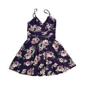Mi Ami Fit-n-Flare Dress Women's Size Small Purple Floral Print Sleeveless